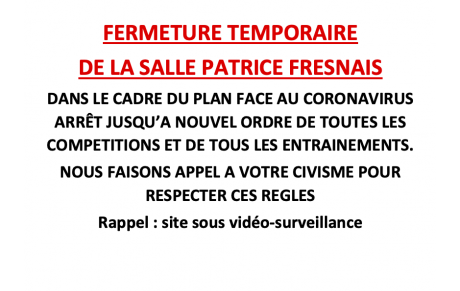 SALLE PATRICE FRESNAIS FERMÉE
